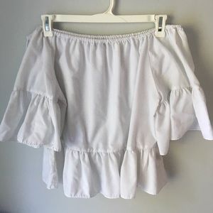 White Off-Shoulder Flowy Blouse